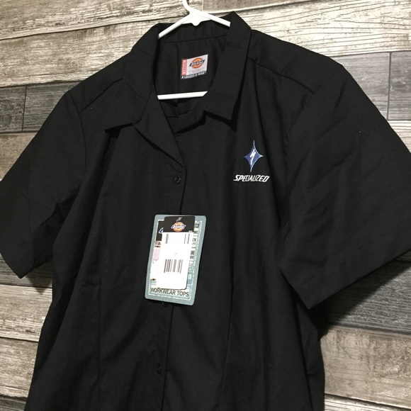 Dickies Specialized Cycling Work Shirt Women’s M Black Button Up Short Sleeve - Picture 5 of 11